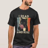 Ich lese Banned Books Black Cat Reader Bookworm Wo T-Shirt (Vorderseite)