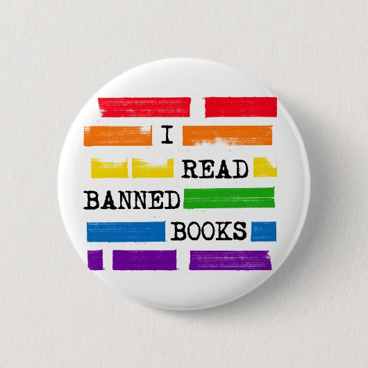 Ich lese "Banned Books Rainbow" Button (Vorderseite)