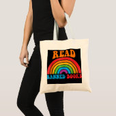Ich lese Banned Books T Shirt Rainbow Reader lesen Tragetasche (Vorderseite (Produkt))