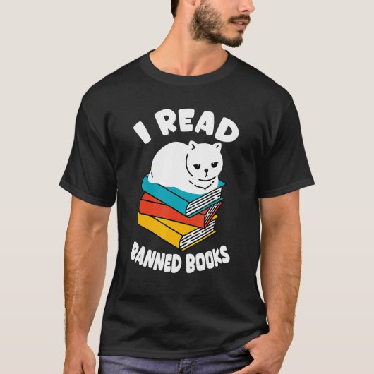 Ich lese Banned Books Tshirt Black Cat Reader Book (Vorderseite)