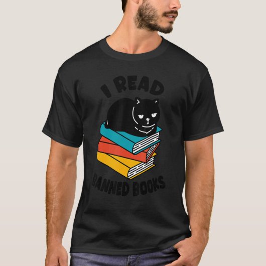 Ich lese Banned Books Tshirt Black Cat Reader Book (Vorderseite)