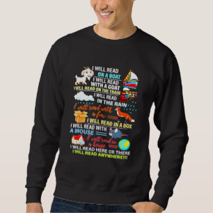 Ich lese Bücher auf einem Boot, das mit einer Kist Sweatshirt