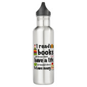 Ich lese Bücher, weil ich viele Leben führe Edelstahlflasche (Links)