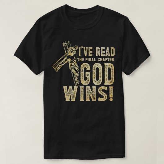 Ich lese das letzte Kapitel Gott gewinnt Christlic T-Shirt (Design vorne)