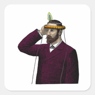 Ich lese deine Gedanken - Vintage-Illustration Quadratischer Aufkleber