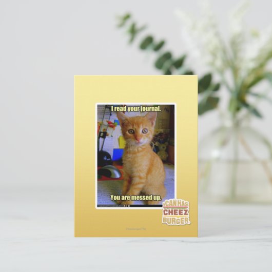 Ich lese deine Zeitschrift Postkarte (Stehend Vorderseite)