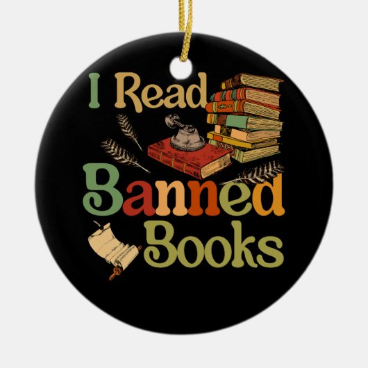 Ich lese den bibliothekarischen Reader "Banned Boo Keramik Ornament (Vorne)