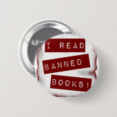 Ich lese den Slogan "Banned Books Bookworan" Button (Vorne & Hinten)