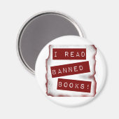 Ich lese den Slogan "Banned Books Bookworan" Magnet (Vorderseite/Rückseite)