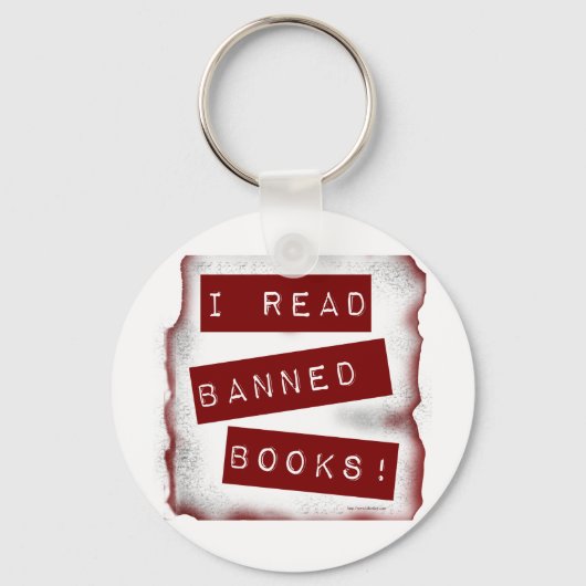 Ich lese den Slogan "Banned Books Bookworan" Schlüsselanhänger (Vorderseite)