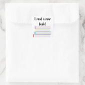 "Ich lese ein neues Buch!" Aufkleber (Tasche)