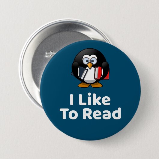Ich lese gerne Pinguin Funny Reading Button (Vorne & Hinten)