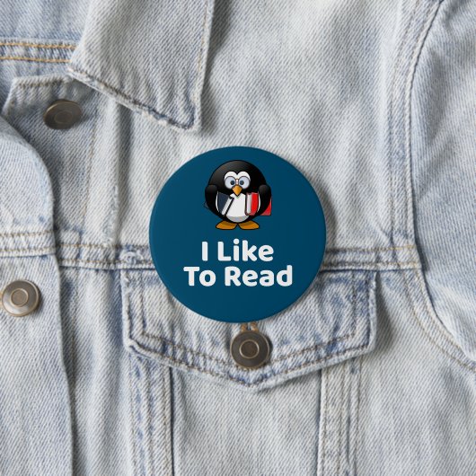 Ich lese gerne Pinguin Funny Reading Button (Beispiel)