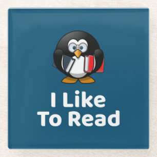 Ich lese gerne Pinguin Funny Reading Glasuntersetzer