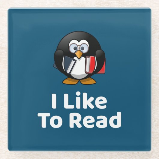 Ich lese gerne Pinguin Funny Reading Glasuntersetzer (Vorderseite)
