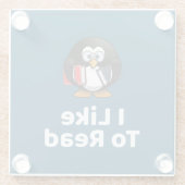 Ich lese gerne Pinguin Funny Reading Glasuntersetzer (Rückseite)
