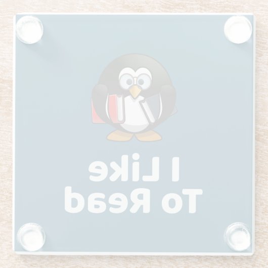 Ich lese gerne Pinguin Funny Reading Glasuntersetzer (Rückseite)