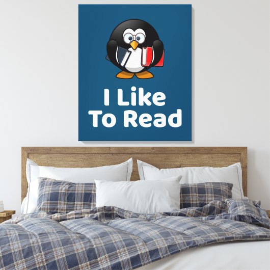 Ich lese gerne Pinguin Funny Reading Leinwanddruck (Insitu (Schlafzimmer))
