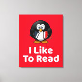 Ich lese gerne Pinguin Funny Reading Leinwanddruck (Vorderseite)