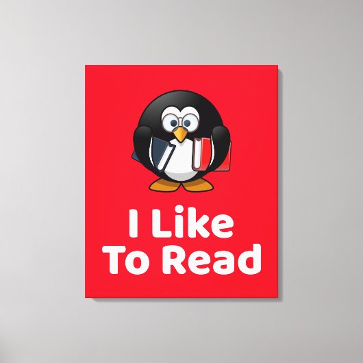 Ich lese gerne Pinguin Funny Reading Leinwanddruck (Vorderseite)