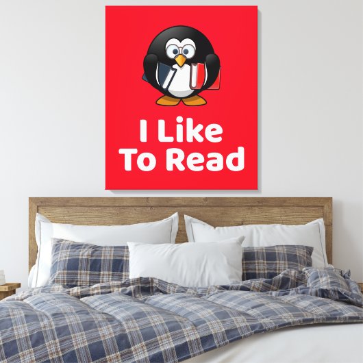 Ich lese gerne Pinguin Funny Reading Leinwanddruck (Insitu (Schlafzimmer))