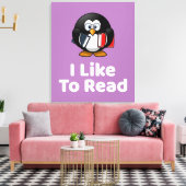Ich lese gerne Pinguin Funny Reading Leinwanddruck (Insitu (Wohnzimmer))