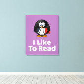 Ich lese gerne Pinguin Funny Reading Leinwanddruck (Insitu (Holzboden))