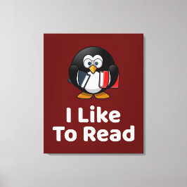 Ich lese gerne Pinguin Funny Reading Leinwanddruck