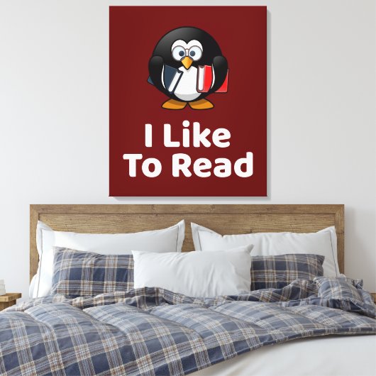 Ich lese gerne Pinguin Funny Reading Leinwanddruck (Insitu (Schlafzimmer))