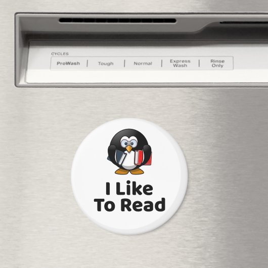 Ich lese gerne Pinguin Funny Reading Magnet (In Situ (Geschirrspüler))