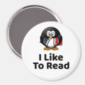 Ich lese gerne Pinguin Funny Reading Magnet (Vorderseite/Rückseite)