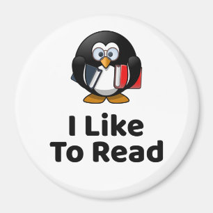 Ich lese gerne Pinguin Funny Reading Magnet