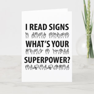Ich lese Signs Was ist deine Superpower-Signatur-S Feiertagskarte