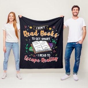 Ich lese, um der Realität zu entfliehen Bücherwurm Fleecedecke