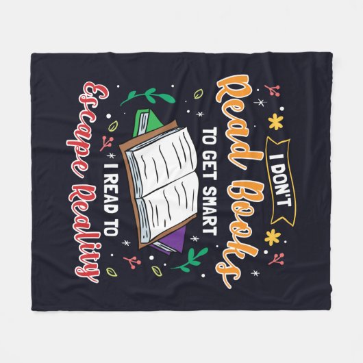 Ich lese, um der Realität zu entkommen Buch Nerd Fleecedecke (Vorderseite (Horizontal))