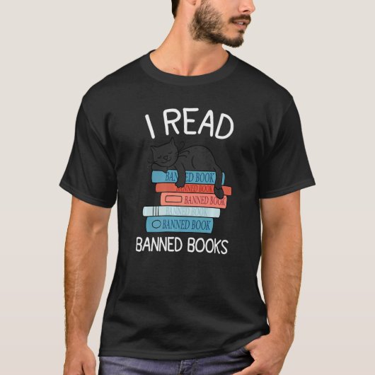 Ich lese verbotene Bücher Black Cat Reader Bibliot T-Shirt (Vorderseite)