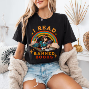 Ich lese verbotene Bücher, die Regenbogen-Retro-Mä Tri-Blend Shirt
