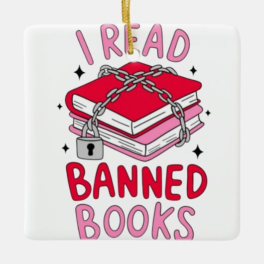 Ich lese verbotene Bücher Keramikornament (Vorderseite)