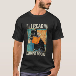 Ich lese verbotene Bücher Lustige schwarze Katze L T-Shirt