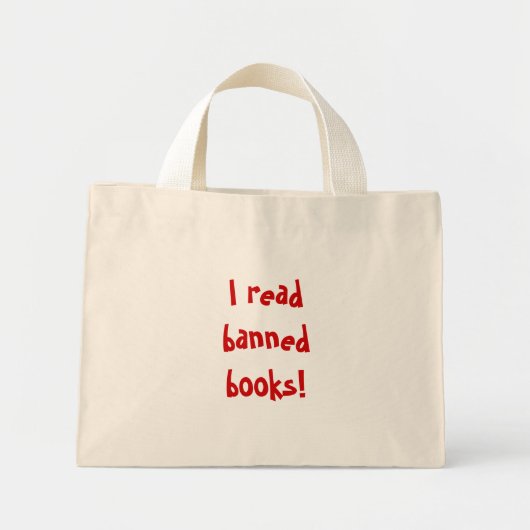 Ich lese verbotene Bücher! Mini Stoffbeutel (Vorne)