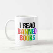 Ich lese verbotene Bücher Regenbogen Kaffeetasse (Links)