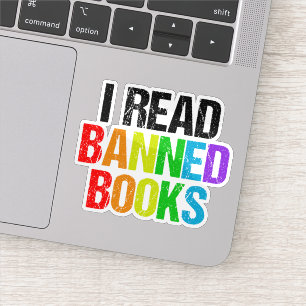 Ich lese verbotene Bücher Regenbogen Laptop Aufkleber