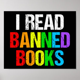 Ich lese verbotene Bücher Regenbogen Poster