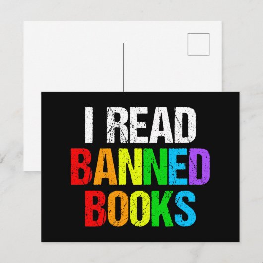 Ich lese verbotene Bücher Regenbogen Postkarte (Vorne/Hinten)