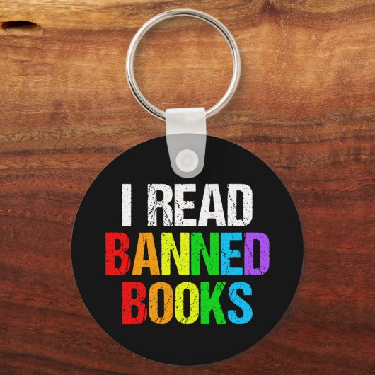 Ich lese verbotene Bücher Regenbogen Schlüsselanhänger (Vorderseite)