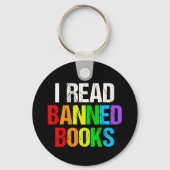 Ich lese verbotene Bücher Regenbogen Schlüsselanhänger (Rückseite)
