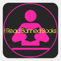 Ich lese verbotene Bücher: rosa Lesesymbol