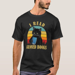 Ich lese verbotene Bücher T-Shirt Schwarze Katze L