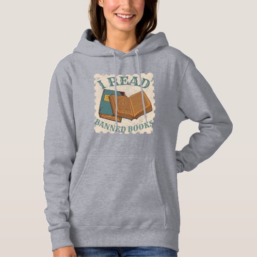 Ich lese verbotene Bücher Vintager Buchliebhaber Hoodie (Vorderseite)