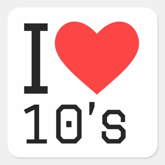 Ich Liebe 10 Quadratischer Aufkleber (Vorderseite)